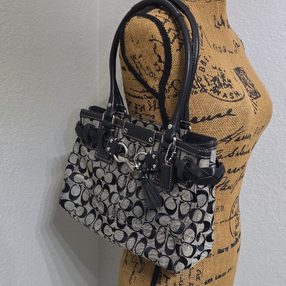 Coach Black and Gray Signature Satchel - Used Like New